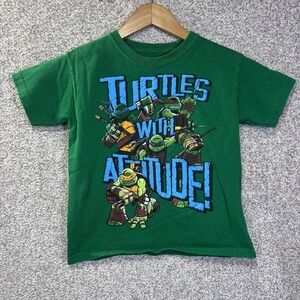 Nickelodeon Shirt Boys 7 Green Teenage Mutant Ninja Turtles Graphic Attitude Tee